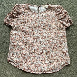 LOFT Women’s Cinched Short Sleeve Floral Top